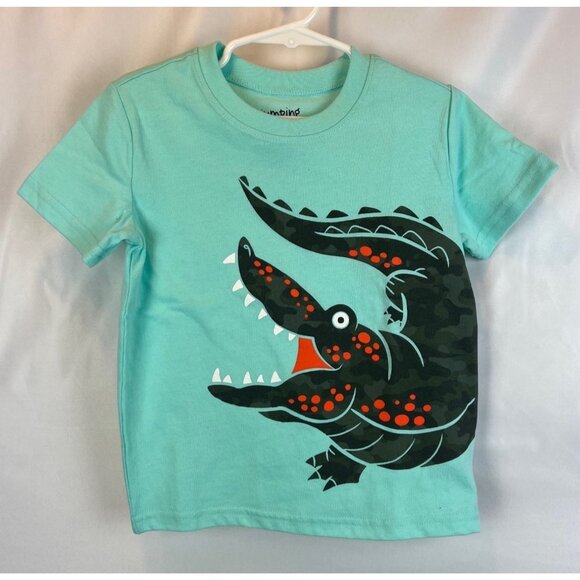 Jumping Beans Toddler Boys Teal Alligator Short Sleeve Tee T-shirt Size 3T- NWOT - Picture 1 of 3